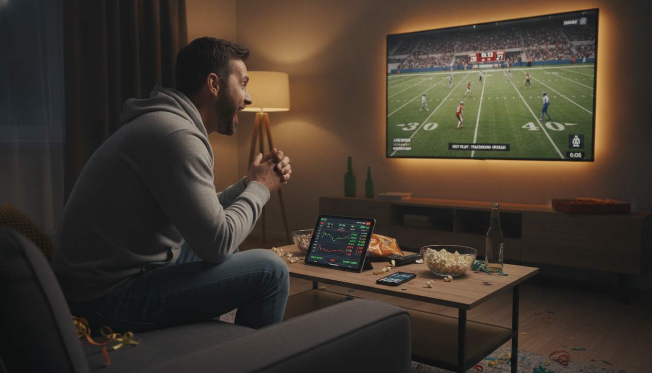 Apostador assistindo um jogo ao vivo